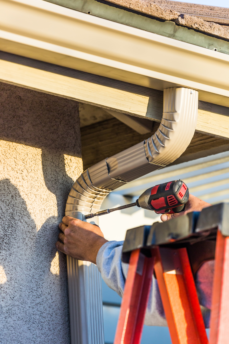 Aluminum Rain Gutter and Down Spout Installation.