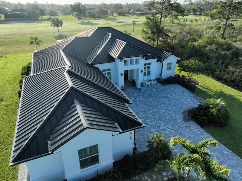 Multi-tiered, Black Residential Roofing.